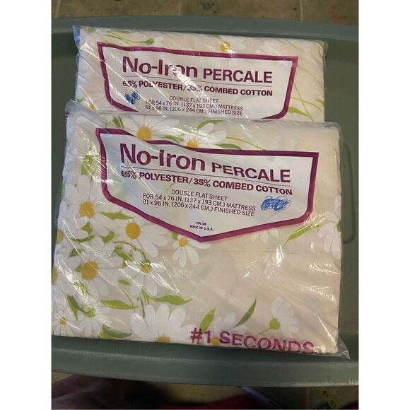 Vintage Two New Packages No-Iron Percale Double Flat Sheets 81x96” made in USA - Picture 2 of 10